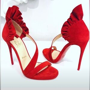 Authentic Christian Louboutin Colankle 120 Veau Velours flamenco suede size 35.5